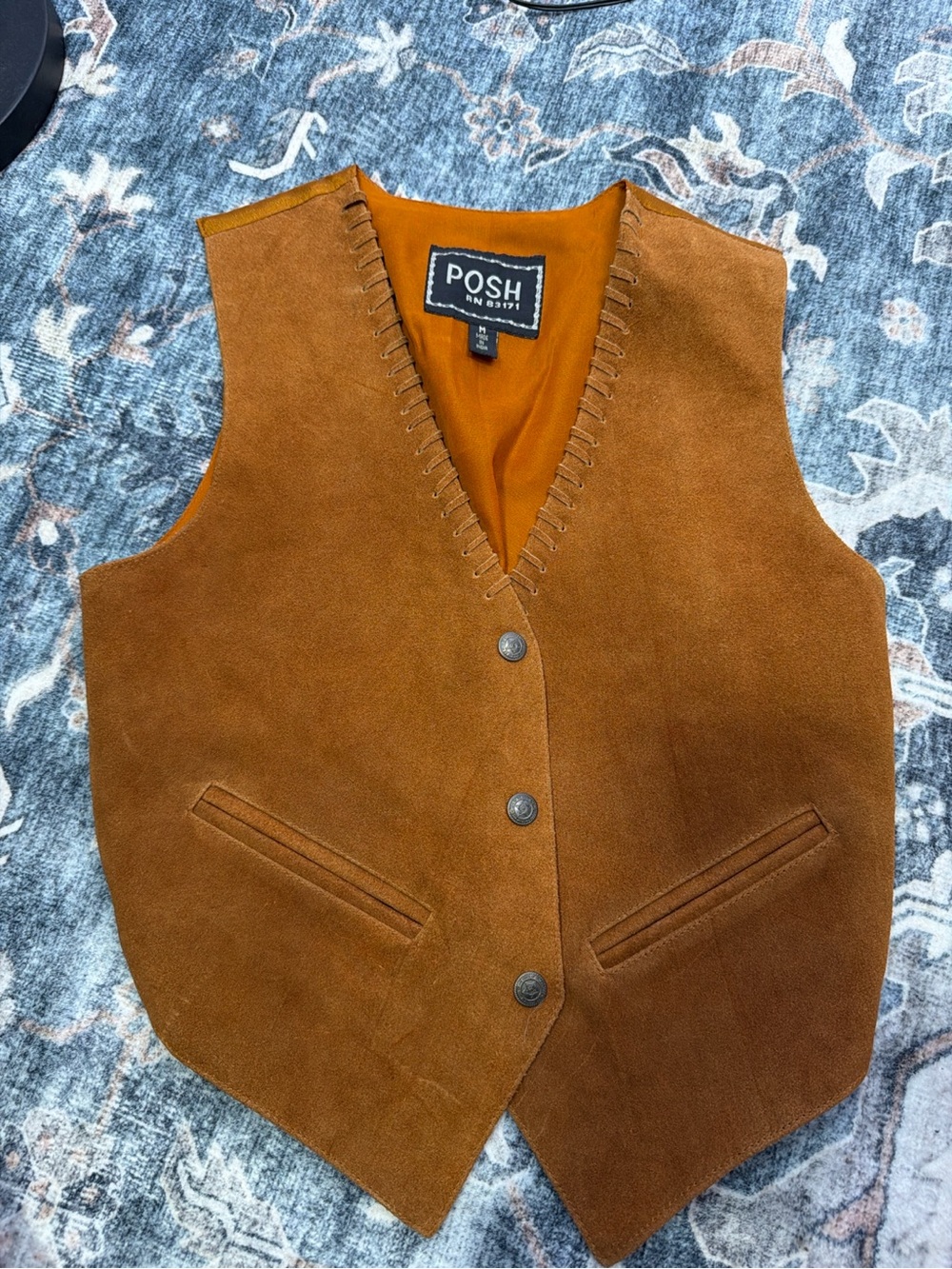 Vintage Genuine Leather Western Vest Brown Suede Cowboy Core Ranchwear Size M